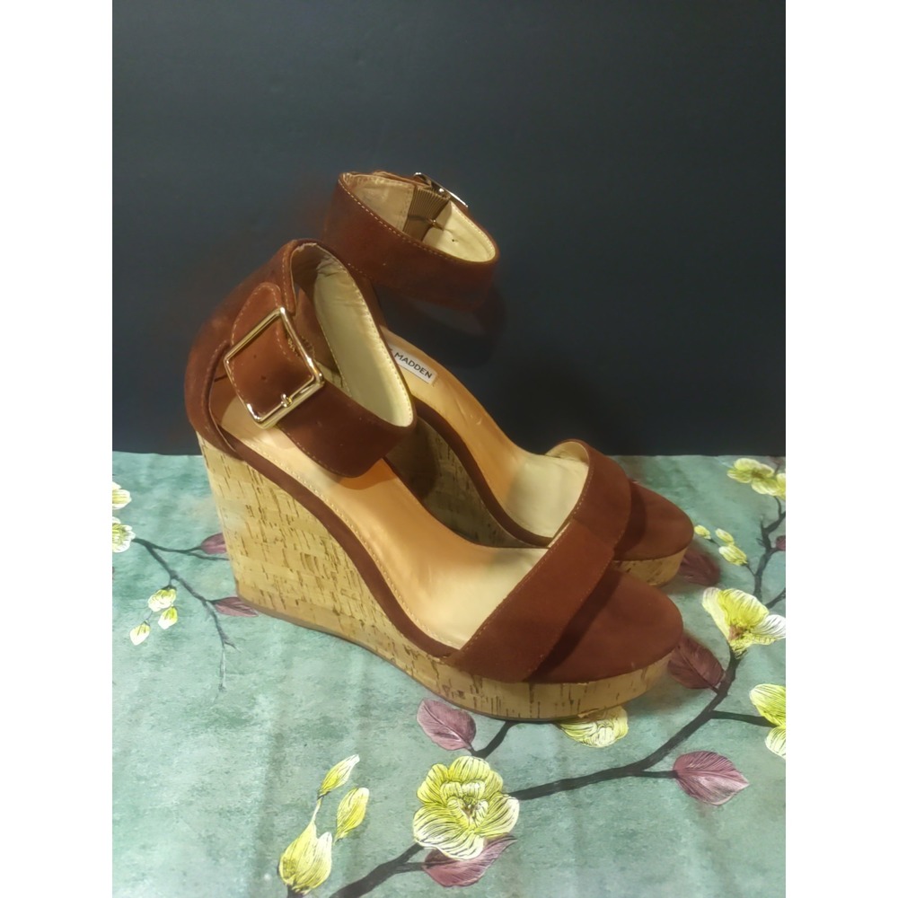 Steve Madden Burnt Orange Leather Ankle Strap Open Toe Heels Size 10M